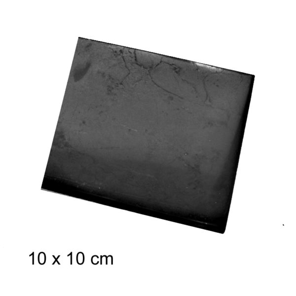 Gepolijste Shungite tegel - 10 x 10 cm - anti straling - anti wifi - 4 G - 5 G - shungite kamer betegelen www.shungite-nederland.nl